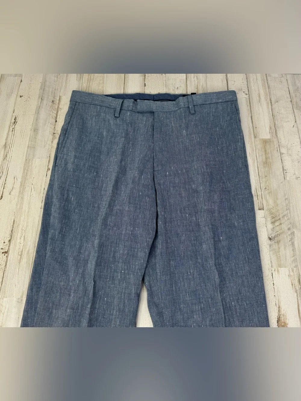 Banana Republic Dress Pants Men's 34x34 Blue Linen Blend Tailored Lightweight